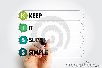 KISS - Keep It Super Simple acronym with marker, business concept background Stock Photo