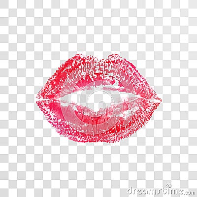 Kiss lips lipstick print or imprint vector transparent Vector Illustration