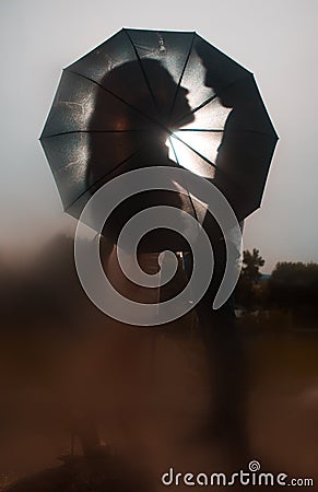 Kiss in the moonlight. Raster Stock Photo