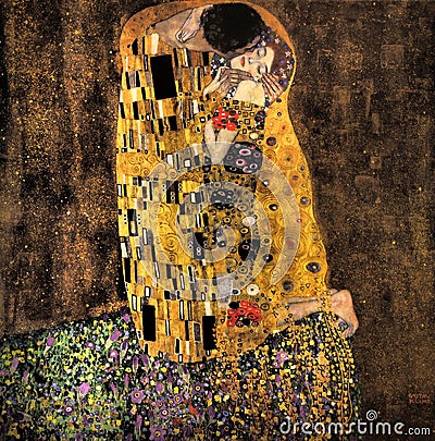 Gustav Klimt, The Kiss, 1908, oil and gold on canvas Editorial Stock Photo