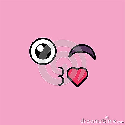 Kiss, romantic emoji vector illustration Vector Illustration