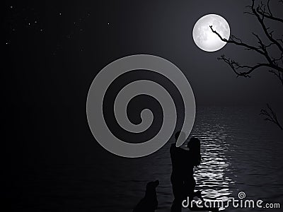 Kiss to the moon luminosity Stock Photo