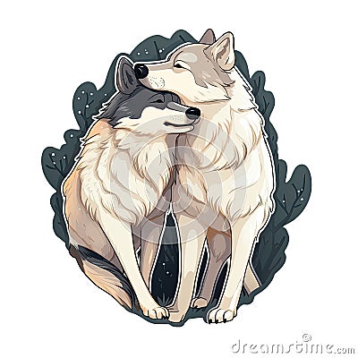 Kiss Wolf Sticker On Isolated Tansparent Background, Png, Logo. Generative AI Stock Photo