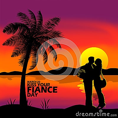 Kiss Your Fiance Day Vector Illustration