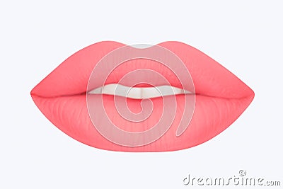 Kissable lips clipart, pink matte color. Stock Photo