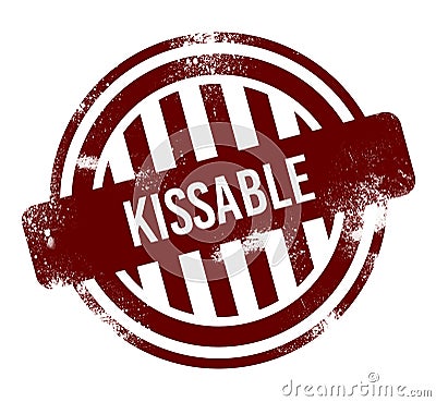 kissable - red round grunge button, stamp Stock Photo