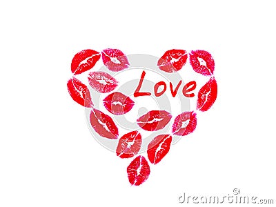 Kisses, love, lipstick, postcard, isolate Stock Photo