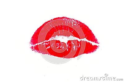 Kisses, love, lipstick, postcard, isolate, white background, print. Stock Photo