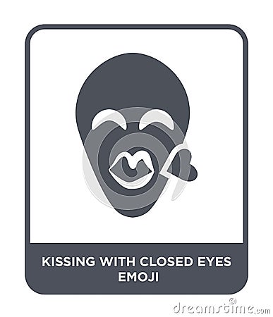 kissing with closed eyes emoji icon in trendy design style. kissing with closed eyes emoji icon isolated on white background. Vector Illustration