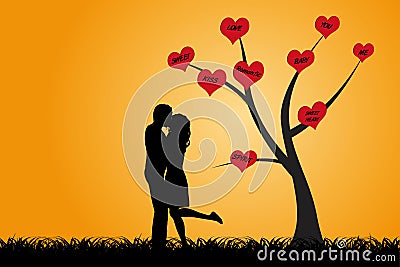 couple under the tree stock photography image heart templet