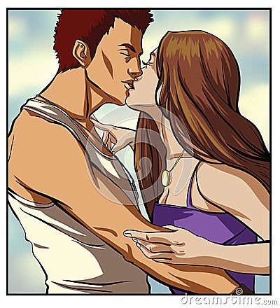 Kissing Couple Vector Illustration