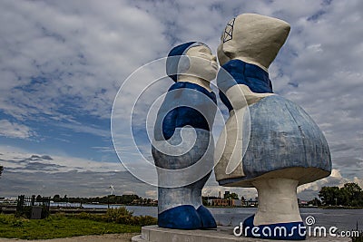 Kissing Couple XXXL - Saske van der Eerden - Westpoort - Amsterdam - The Netherlands Editorial Stock Photo