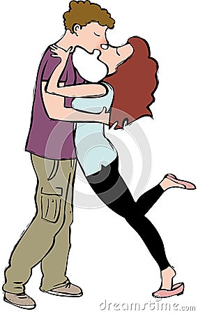 Kissing couple Vector Illustration