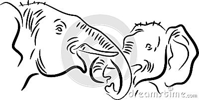 Kissing of elephants Vector Illustration