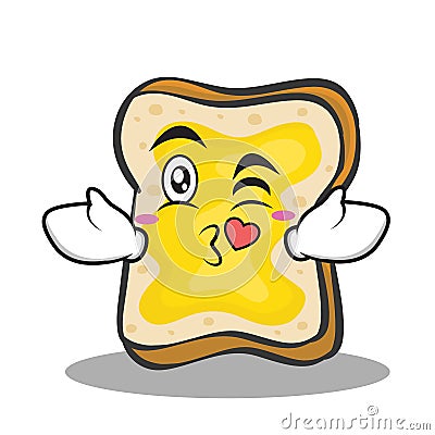 Kissing face bread character cartoon Vector Illustration