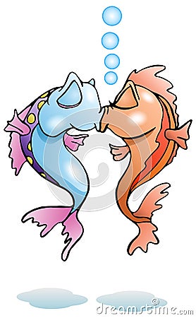 Kissing fish on isolated white background Stock Photo