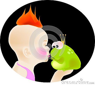 Kissing a frog Vector Illustration