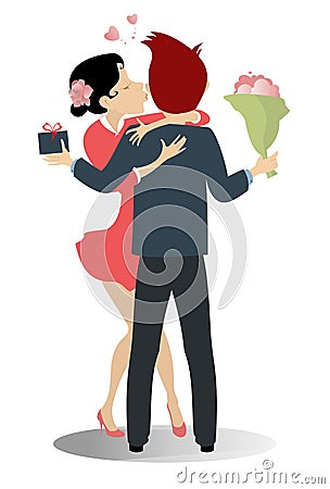 Kissing love couple Vector Illustration