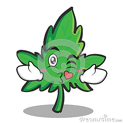 Kissing marijuana character cartoon Vector Illustration