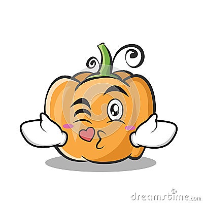 Kissing pumpkin character cartoon style Vector Illustration