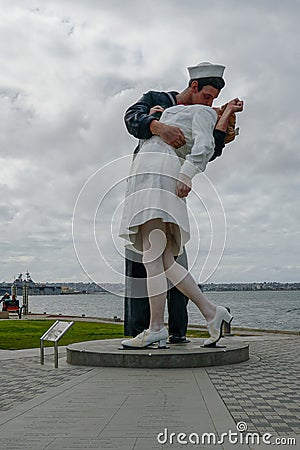 Kissing sailor statue, Port of San Diego. Editorial Stock Photo