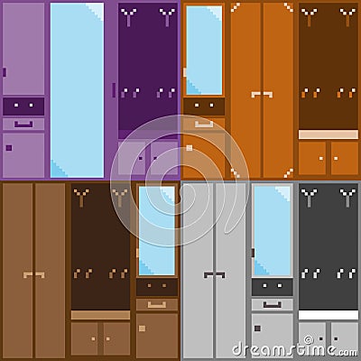 A kit of four sets of modular furniture for the hallway Vector Illustration