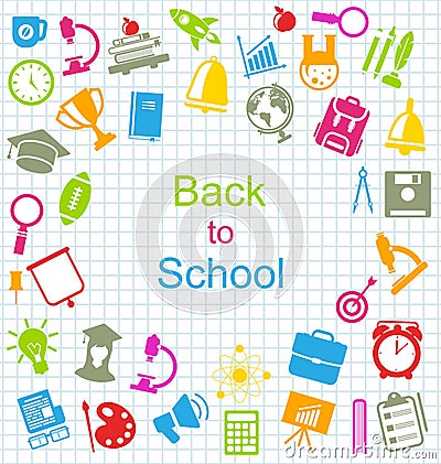 Kit of School Colorful Simple Objects Vector Illustration