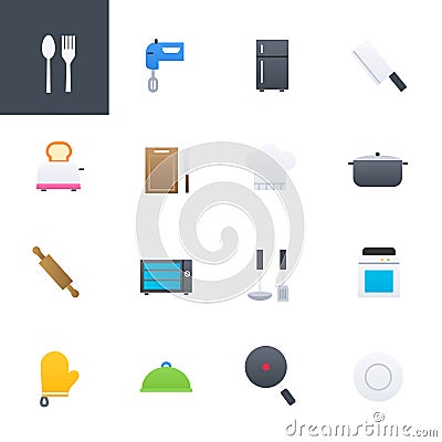 Kitchen Accessories and Cooking Colourful Icons Set, Vector Illustration Design Vector Illustration