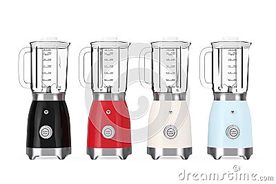 Kitchen Appliance Concept. Modern Multicolour Electric Blenders. Stock Photo