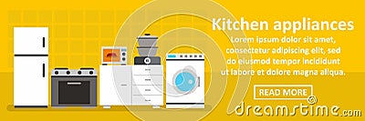 Kitchen appliances banner horizontal concept Vector Illustration