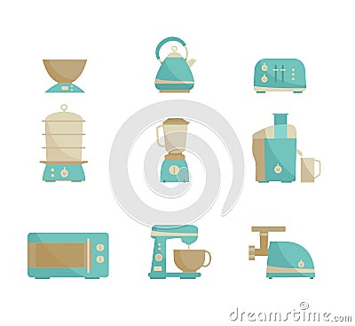 Kitchen appliances collection Vector Illustration