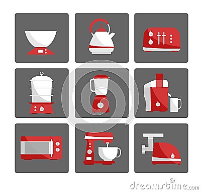Kitchen appliances collection Vector Illustration