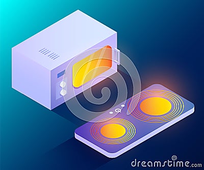 Appliance Microwave and Plate for Kitchen Vector Vector Illustration