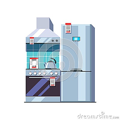 Kitchen appliances store. Retail business concept Vector Illustration