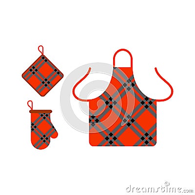 Kitchen apron and potholder vector illustration. Vector Illustration