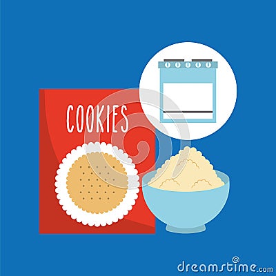 Kitchen bakery concept box mix cookie Vector Illustration