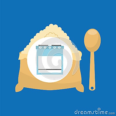 Kitchen bakery concept flour and spoon Vector Illustration