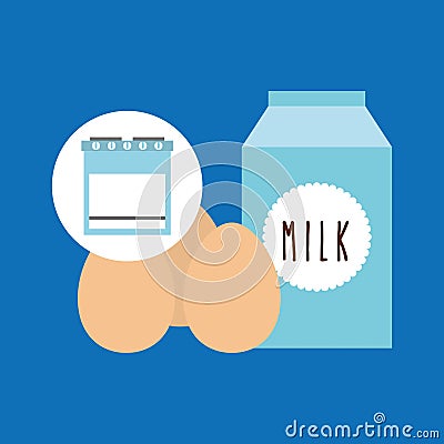 Kitchen bakery concept milk eggs Vector Illustration