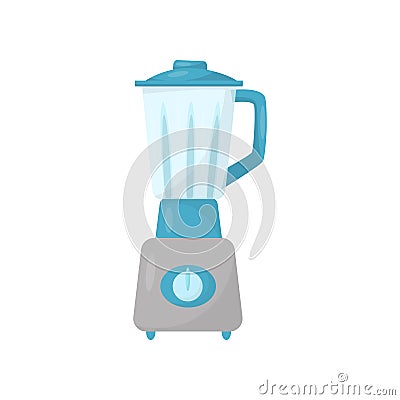 Kitchen blender with glass jug. Electric mixing machine. Household appliance. Flat vector for advertising poster or Vector Illustration