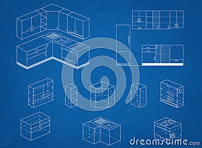 Kitchen Blueprint Stock Photo