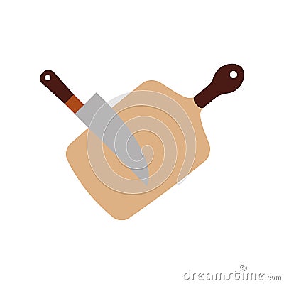 Kitchen board with knife Vector Illustration