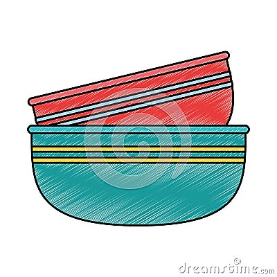 kitchen bowls pile empty icon Cartoon Illustration