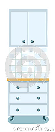 Kitchen cabinet with drawers Vector Illustration