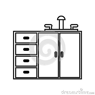 Kitchen cabinet isolated icon Vector Illustration