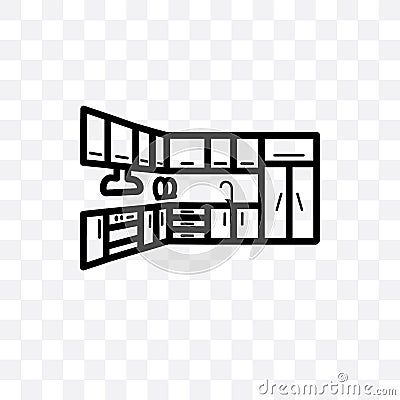 kitchen Cabinet vector linear icon isolated on transparent background, kitchen Cabinet transparency concept can be used for web an Vector Illustration