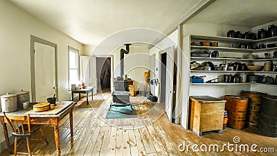 Kitchen with Cast Iron Stove - Old World Wisconsin Editorial Stock Photo