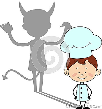 Kitchen Character Chef - Devil person Standing with Fake Smile Stock Photo