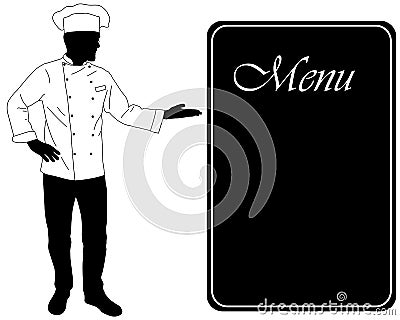 Kitchen chef offers dinning menu silhouette Vector Illustration