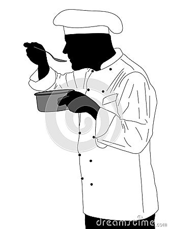 Kitchen chef tasting sauce illustration Vector Illustration