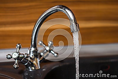 Kitchen Chrome tap Stock Photo